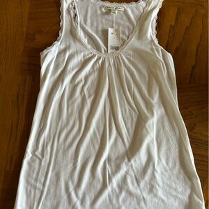 Banana Republic White Lace Trim Tank Top